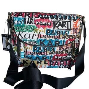 Brand New Karl Lagerfeld Zip Closure Crossbody Purse Bag Multicolor Graffiti Art